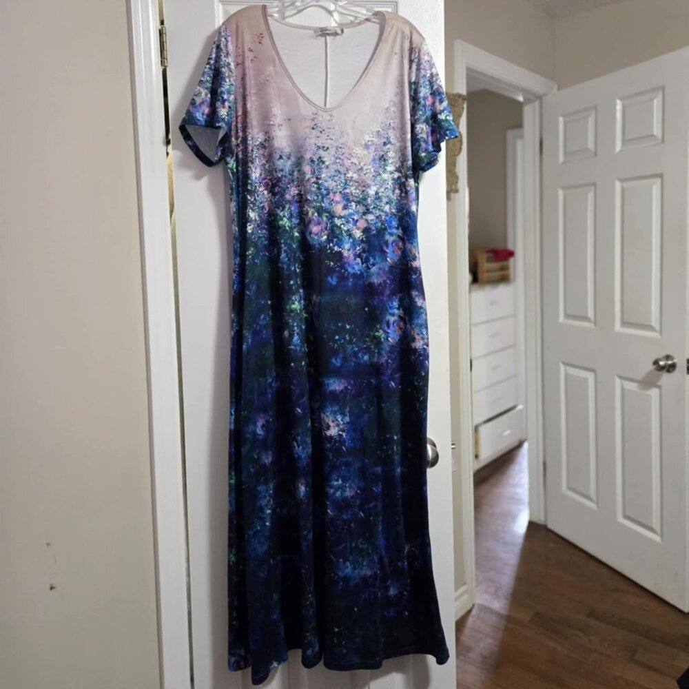 Comfy, Casual/Dressy Navy Floral Print Dress